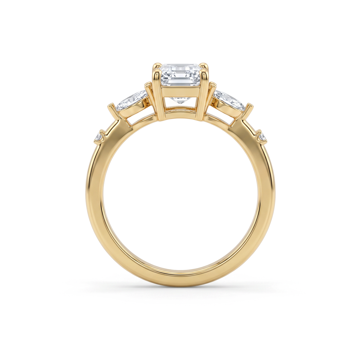 The Marquise Accent Three-Stone Emerald Diamond Ring