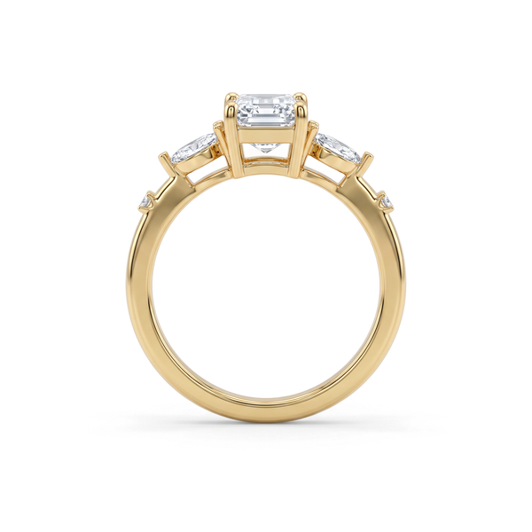The Marquise Accent Three-Stone Emerald Diamond Ring