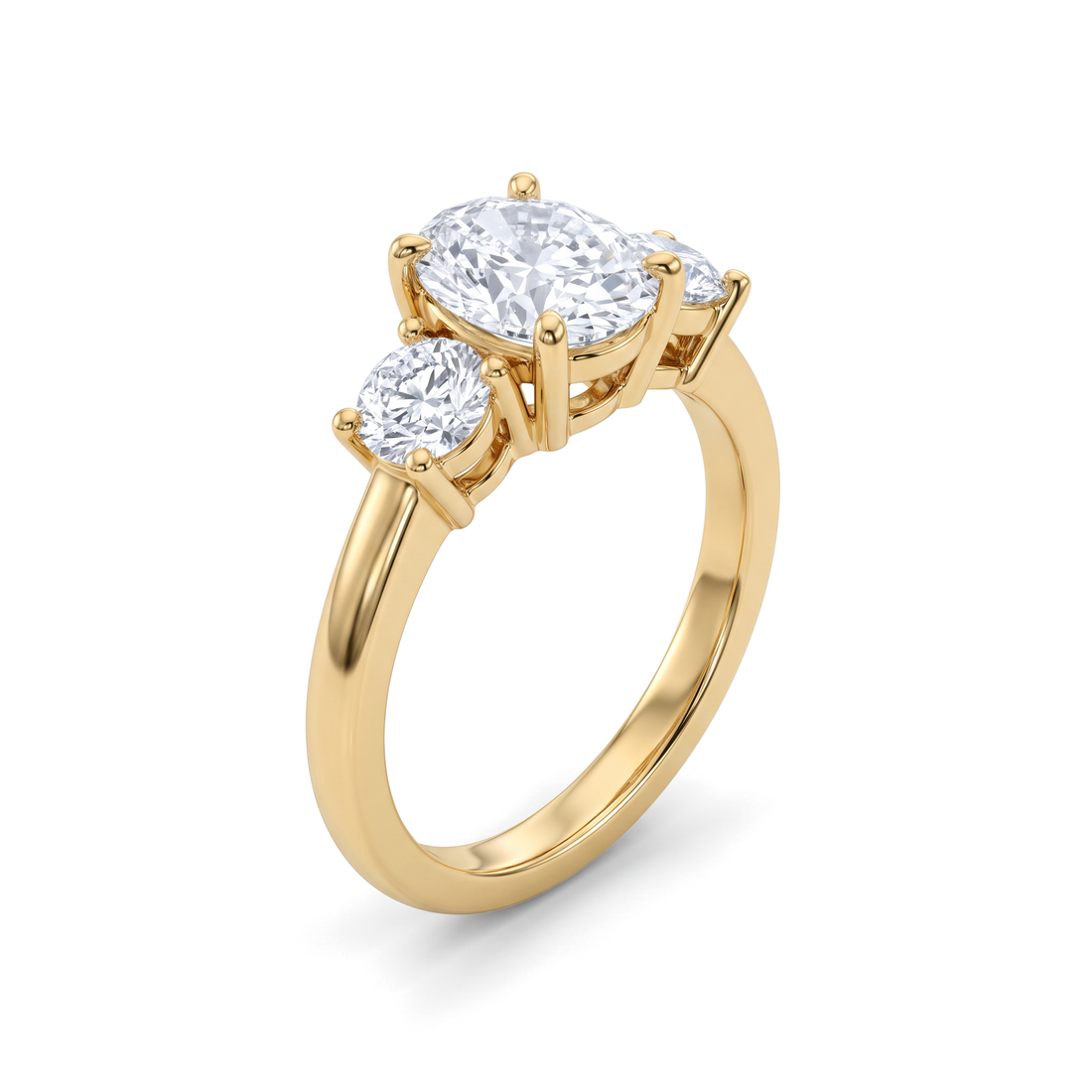 Classic Three-Stone Elongated Cushion Diamond Ring
