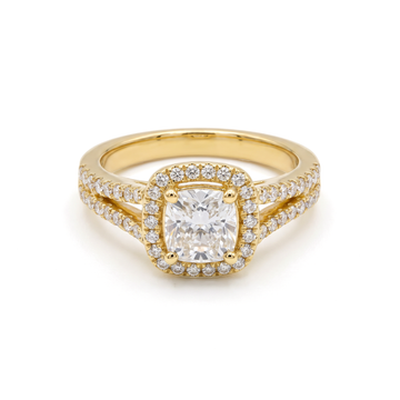 Cushion Halo Split Shank Diamond Ring