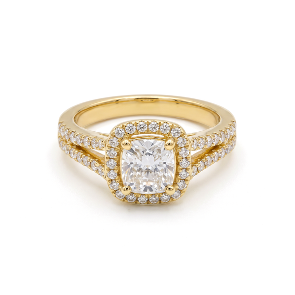 Cushion Halo Split Shank Diamond Ring