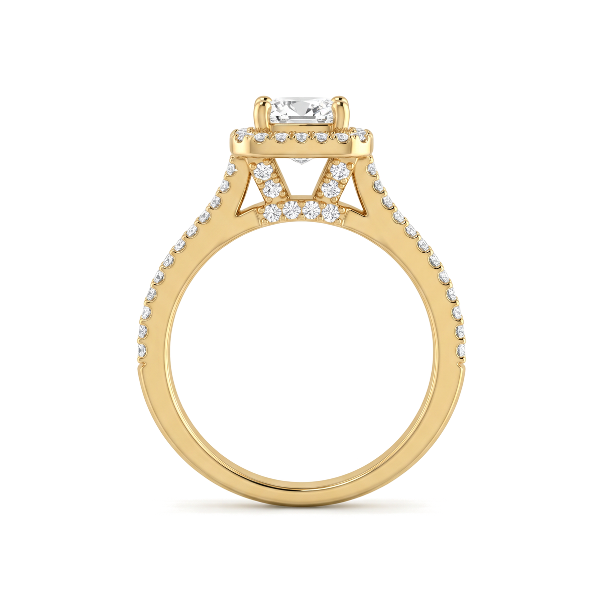 Cushion Halo Split Shank Diamond Ring