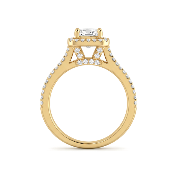 Cushion Halo Split Shank Diamond Ring