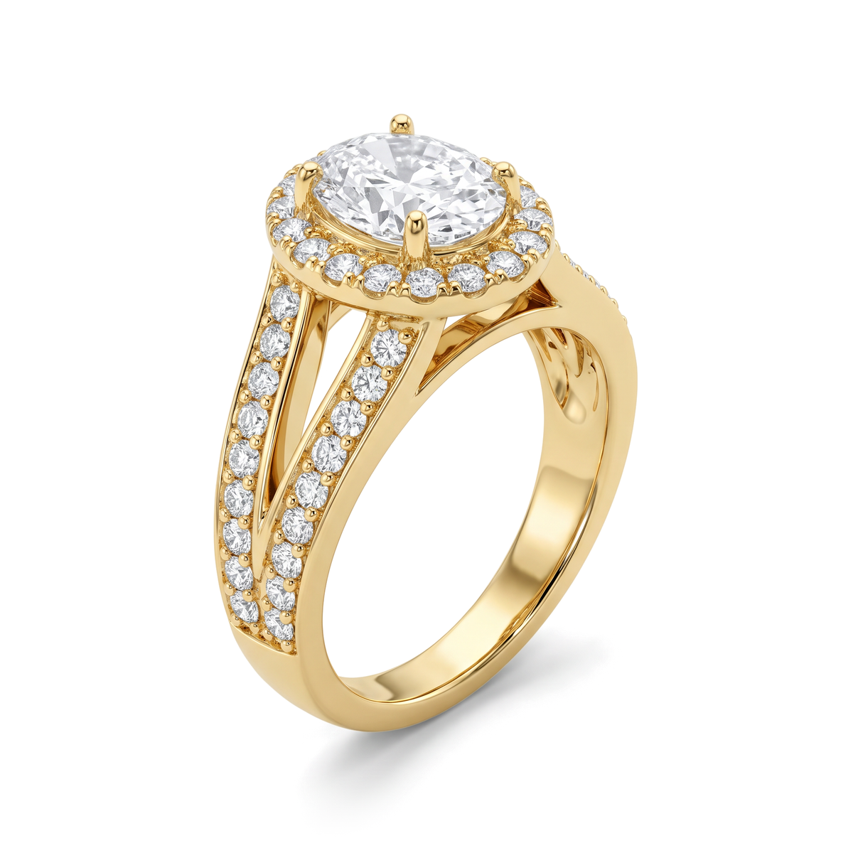 Split Shank Oval Halo Diamond Ring