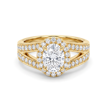 Split Shank Oval Halo Diamond Ring
