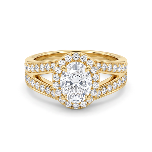 Split Shank Oval Halo Diamond Ring