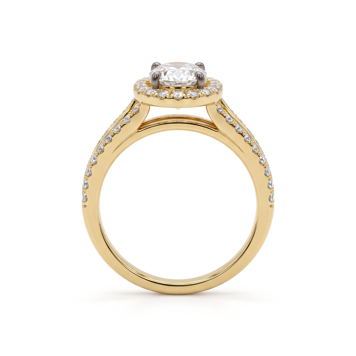 Split Shank Oval Halo Diamond Ring