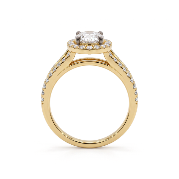 Split Shank Oval Halo Diamond Ring