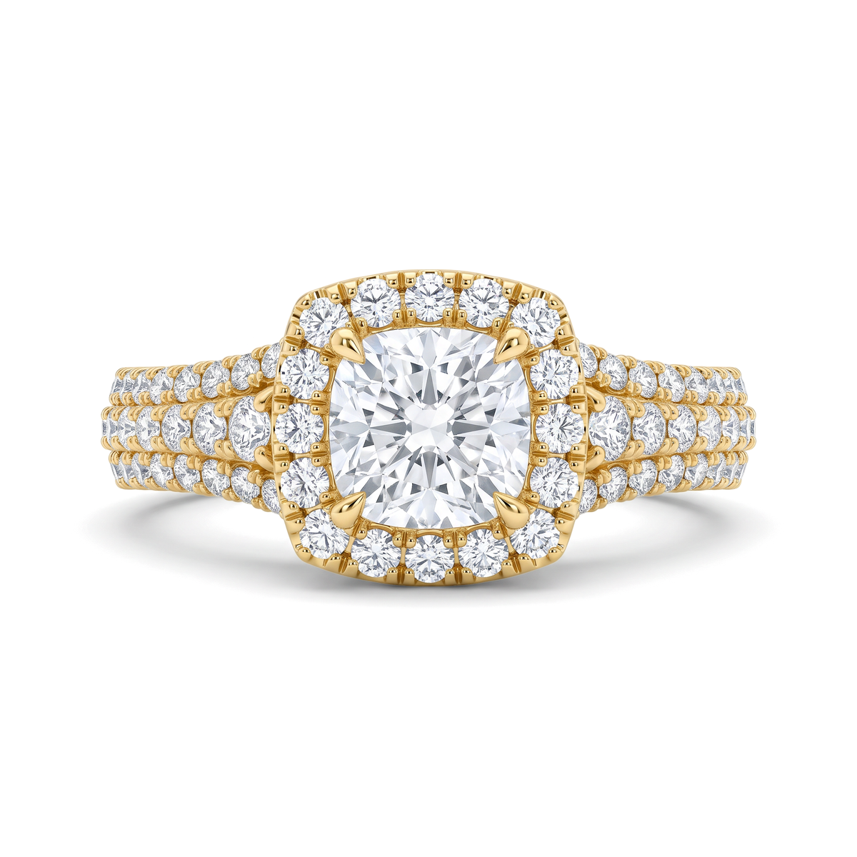 Cushion Halo Multi-Row Round Diamond Ring