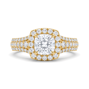 Cushion Halo Multi-Row Round Diamond Ring