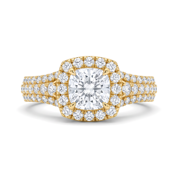 Cushion Halo Multi-Row Round Diamond Ring