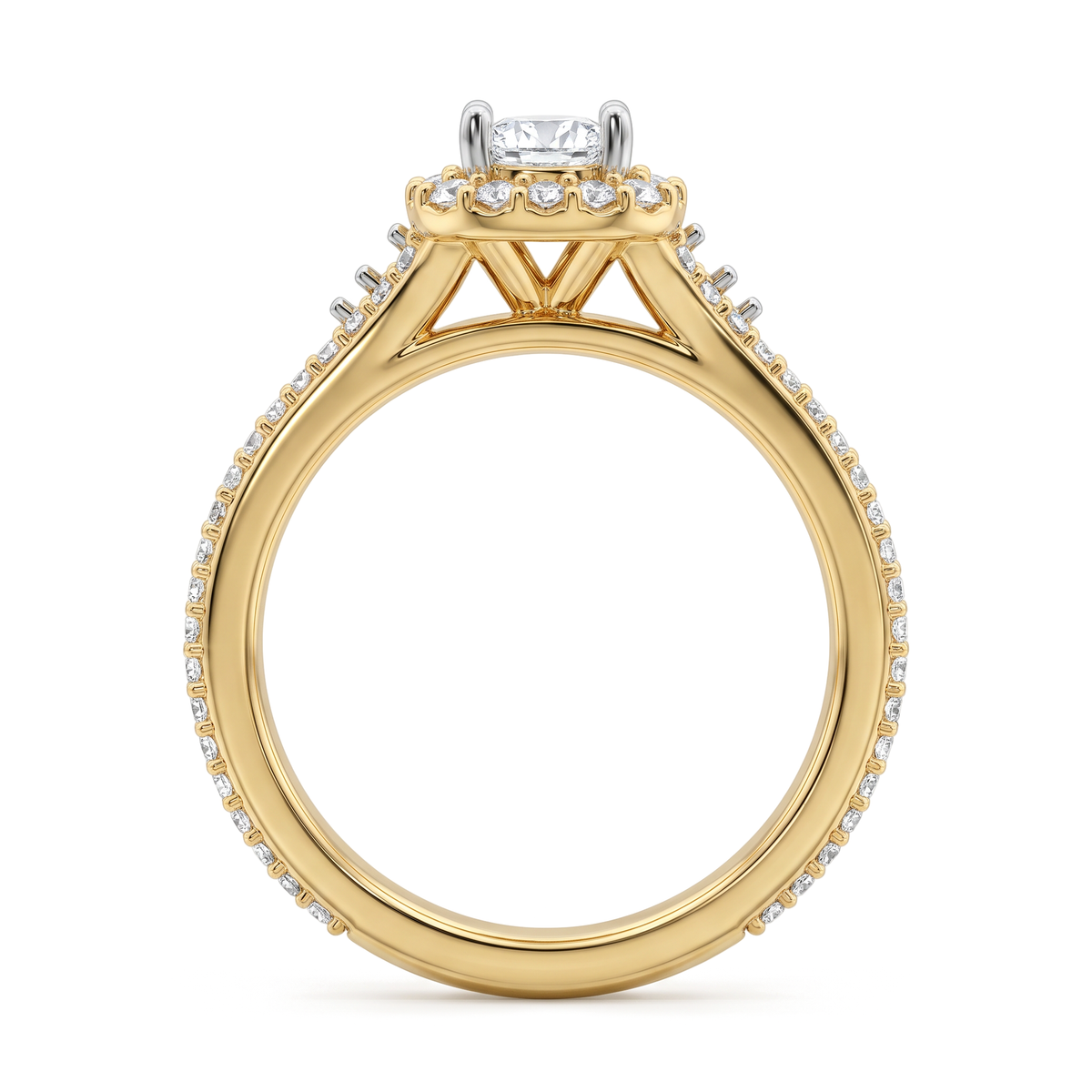 Cushion Halo Multi-Row Round Diamond Ring