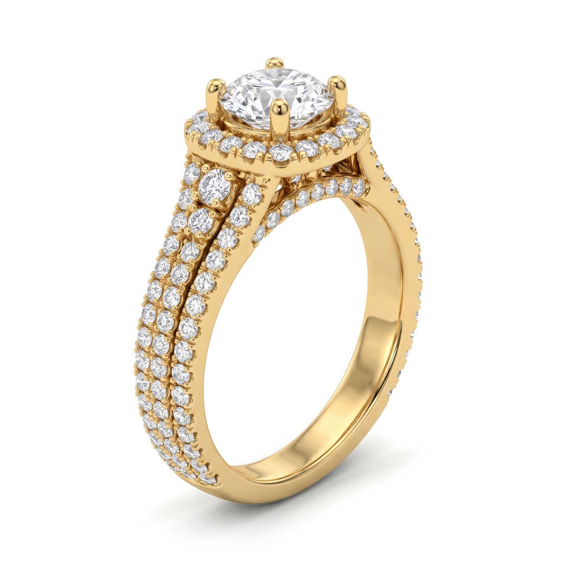 Cushion Halo Multi-Row Round Diamond Ring