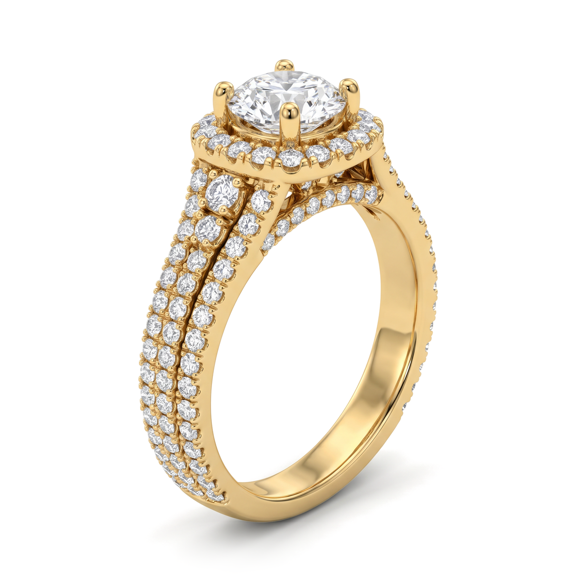 Cushion Halo Multi-Row Round Diamond Ring