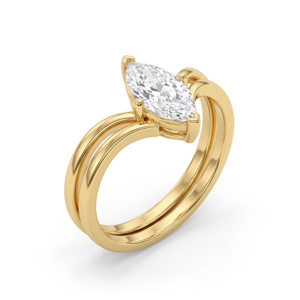 Double Chevron Marquise Diamond Ring