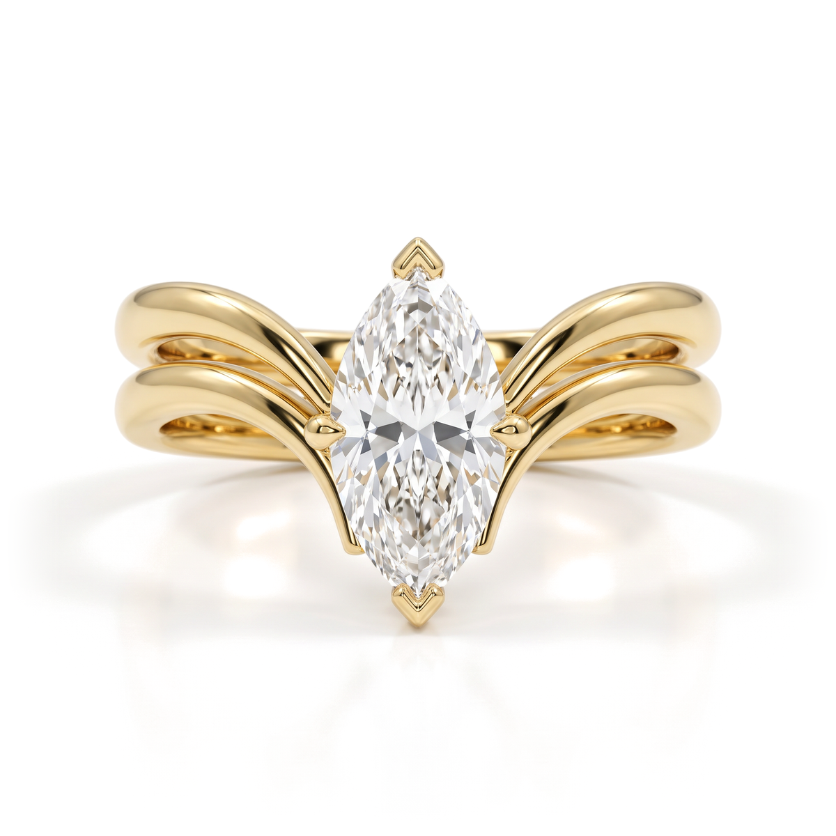 Double Chevron Marquise Diamond Ring