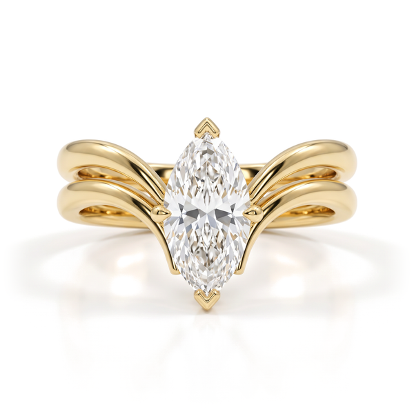 Double Chevron Marquise Diamond Ring