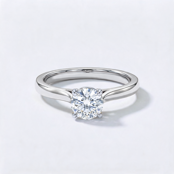 Minimal Round Solitaire Lab Grown Diamond Ring