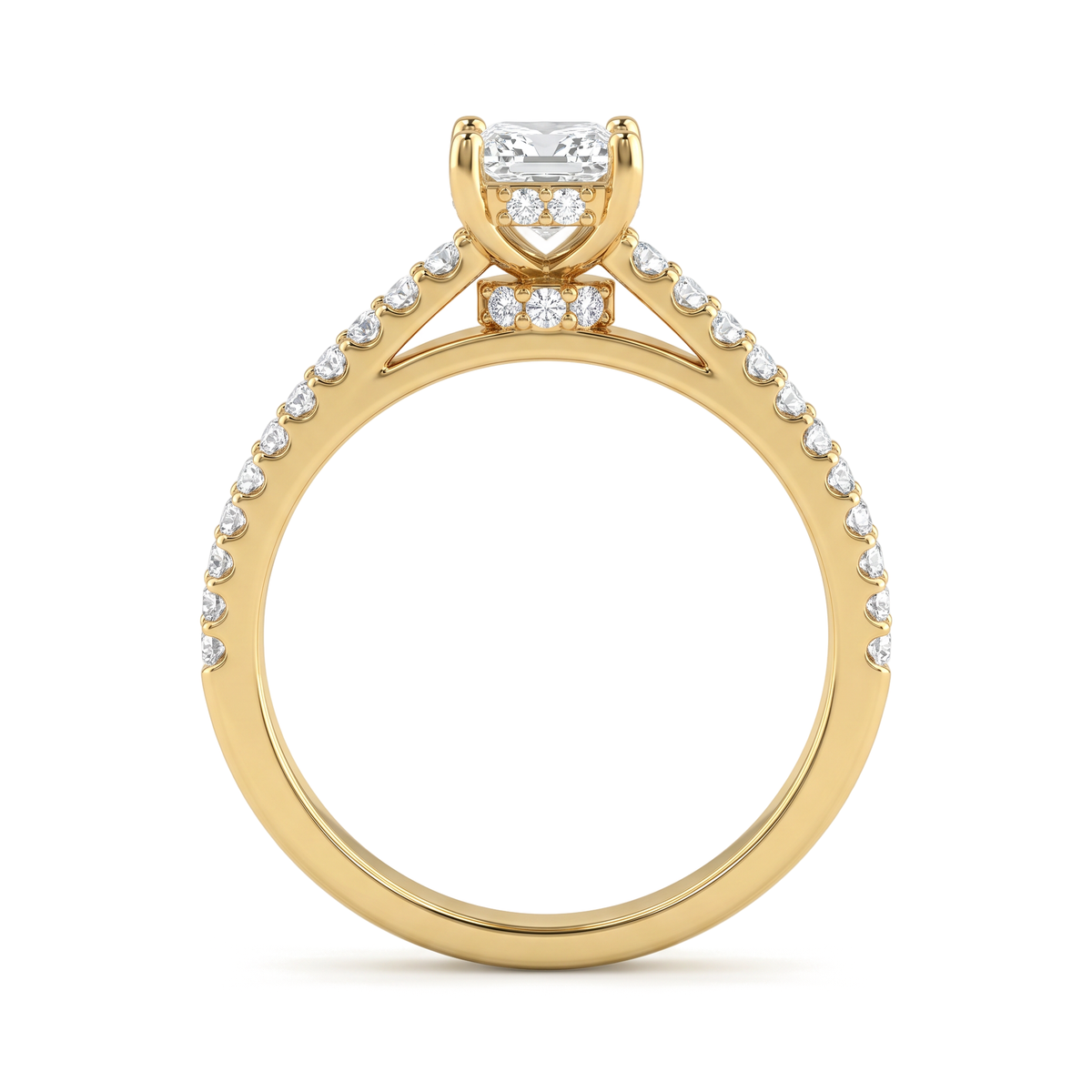 Split Shank Pavé Cathedral Princess Diamond Ring