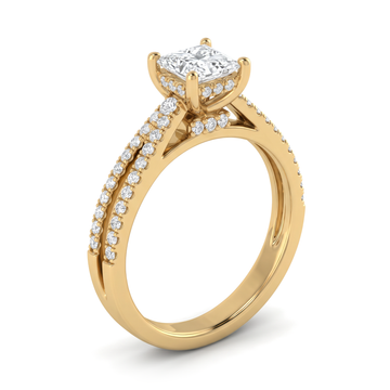 Split Shank Pavé Cathedral Princess Diamond Ring
