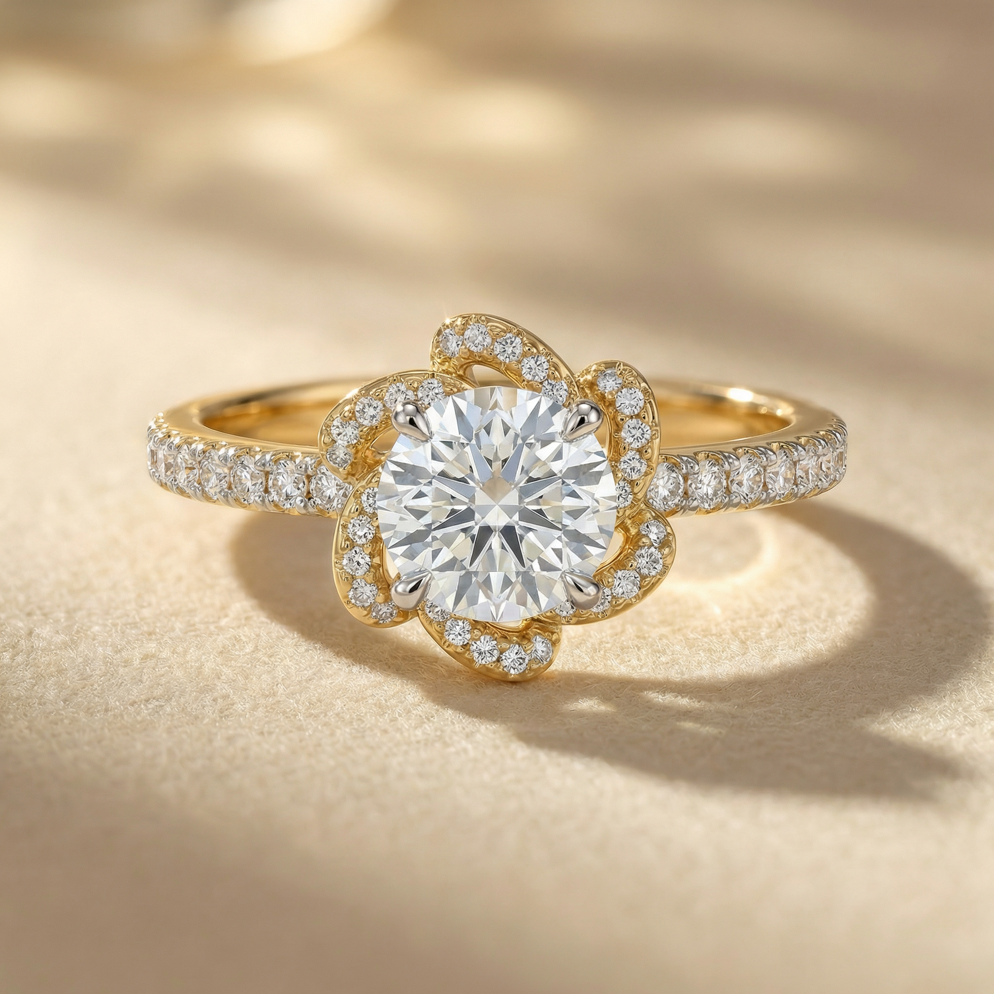 Floral Halo Pavé Lab Grown Diamond Ring