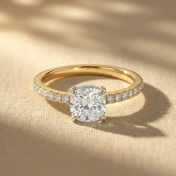Petite Pavé Solitaire Lab Grown Diamond Ring