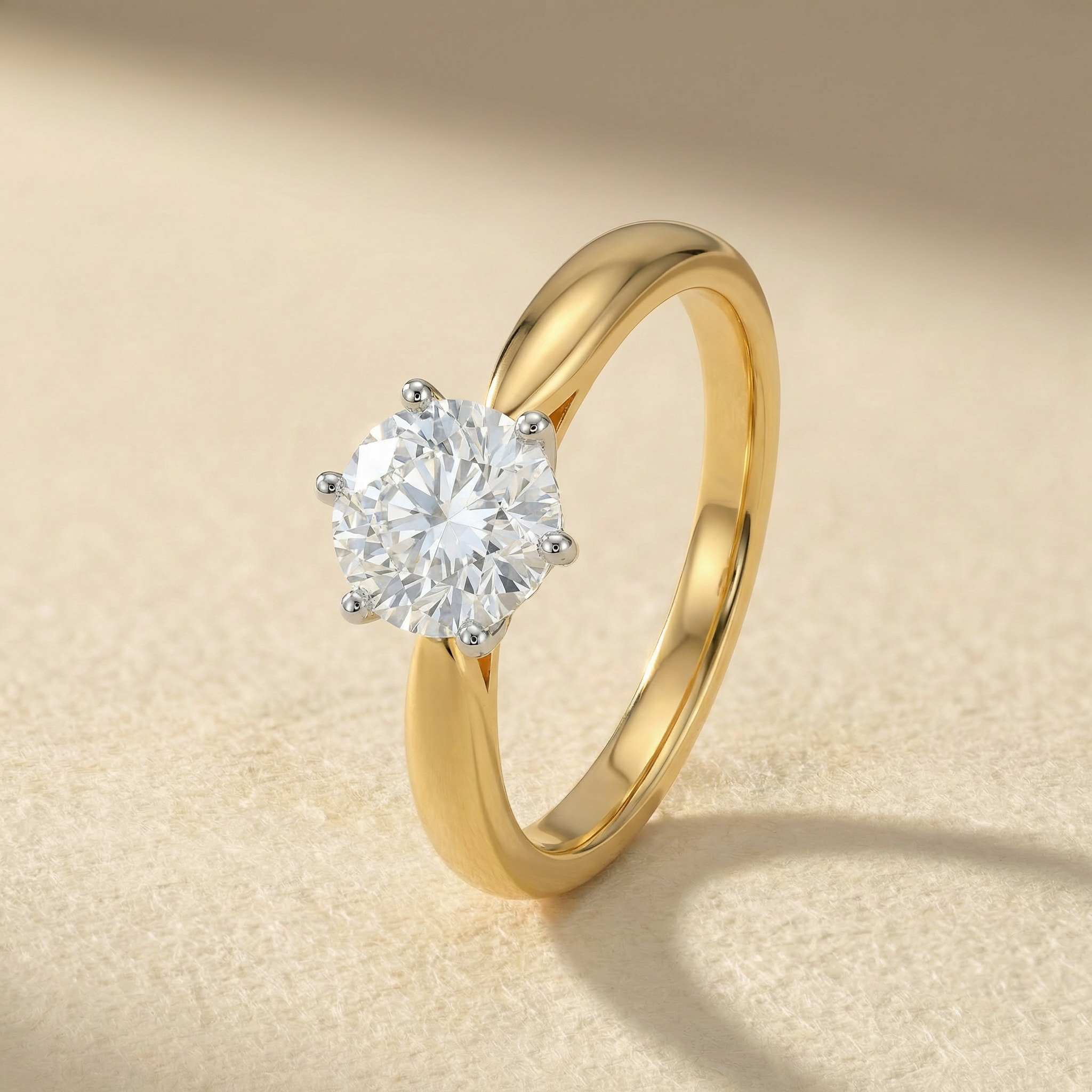 Elevated Six Prong Solitaire Lab Grown Diamond Ring