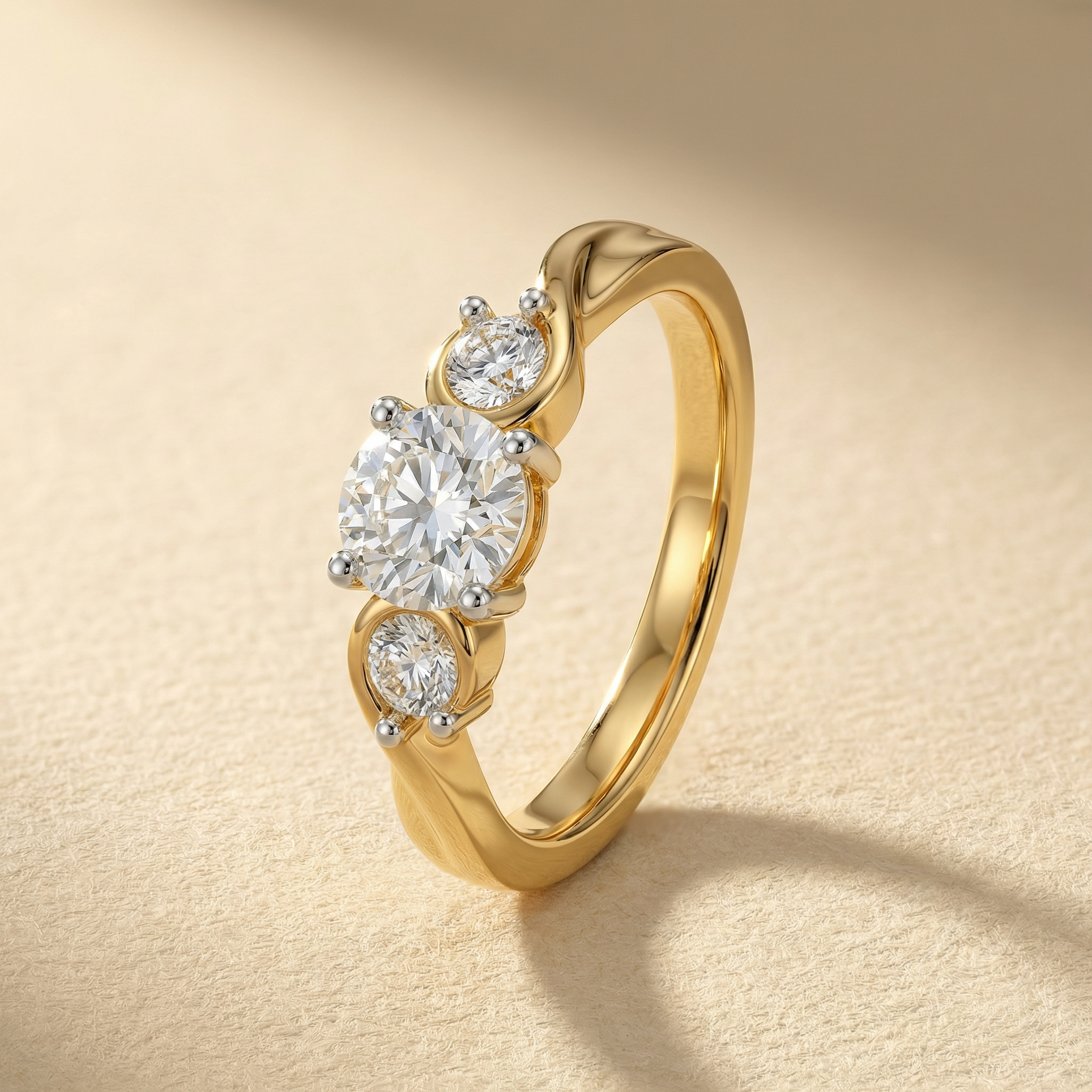 Round Three Stone Lab Grown Diamond Ring
