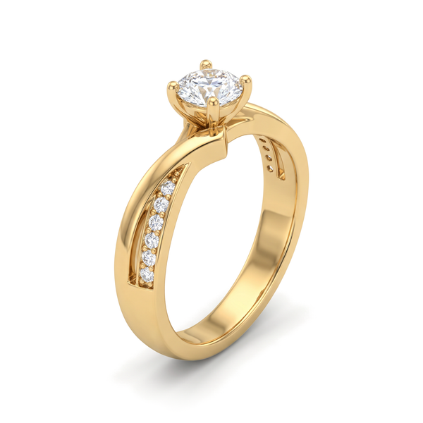 Bypass Pavé Round Diamond Solitaire Ring