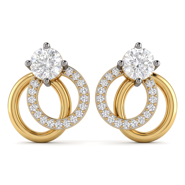 Interlocking Circle Solitaire Round Diamond Stud Earrings