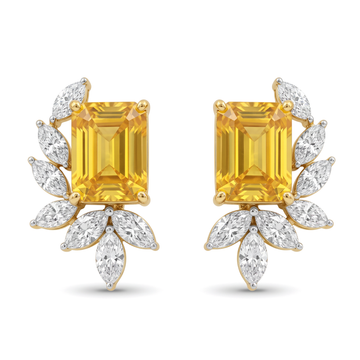 Asymmetric Botanical Foliage Marquise Diamond Stud Earrings