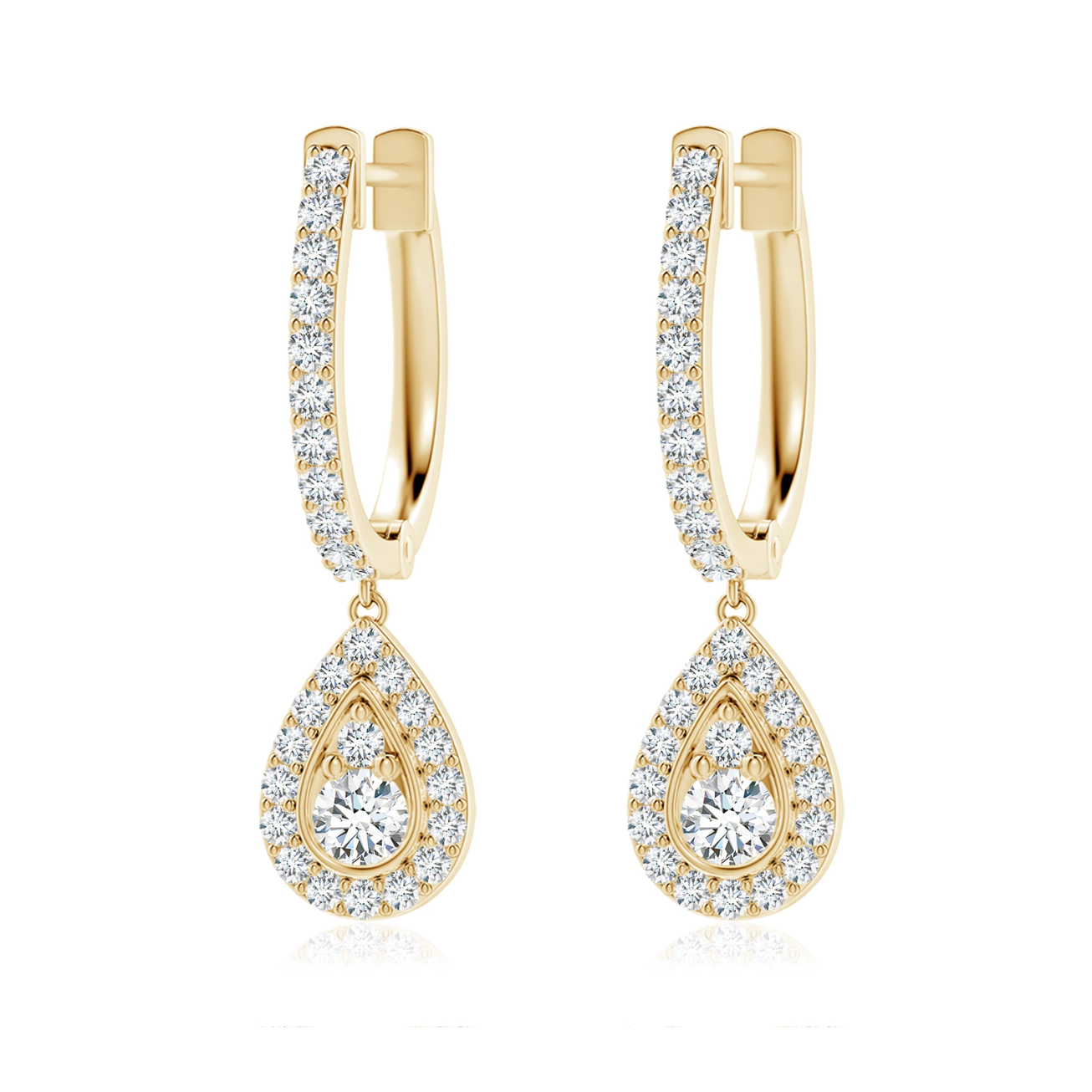 Halo Diamond Teardrop Hoop Earrings