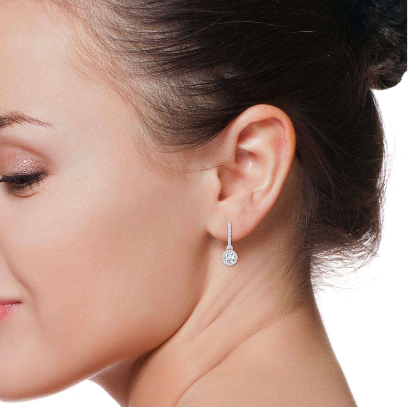 Halo Round Drop Earrings