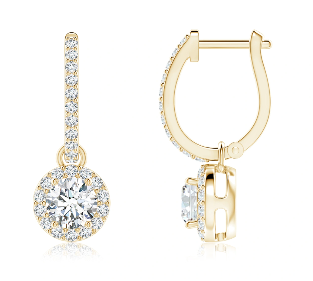 Halo Round Diamond Drop Earrings