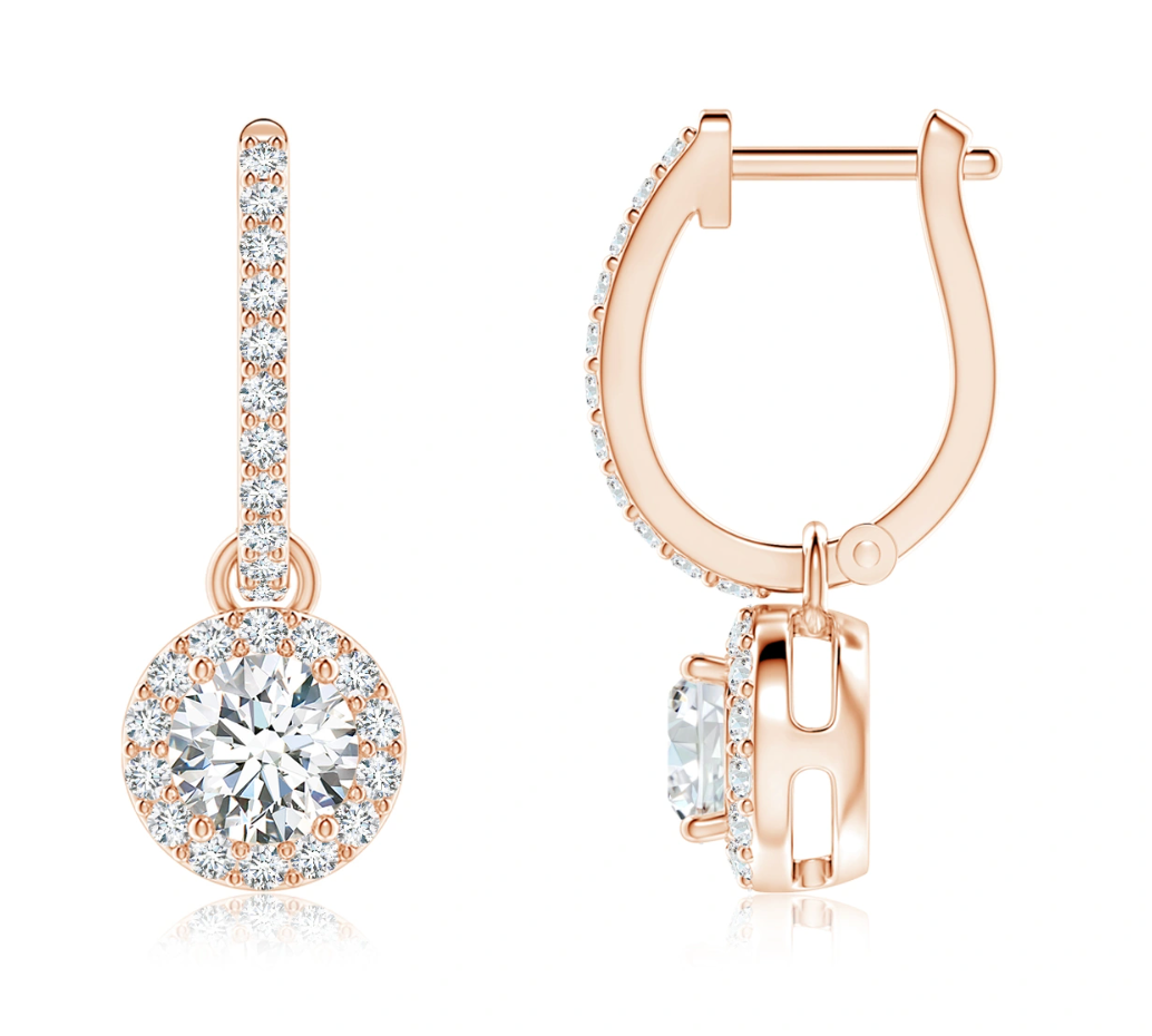 Halo Round Diamond Drop Earrings