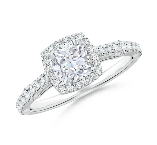 Square Halo Cushion Pave Ring