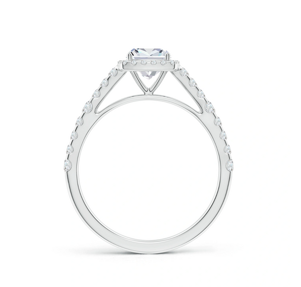 Square Halo Cushion Pave Ring