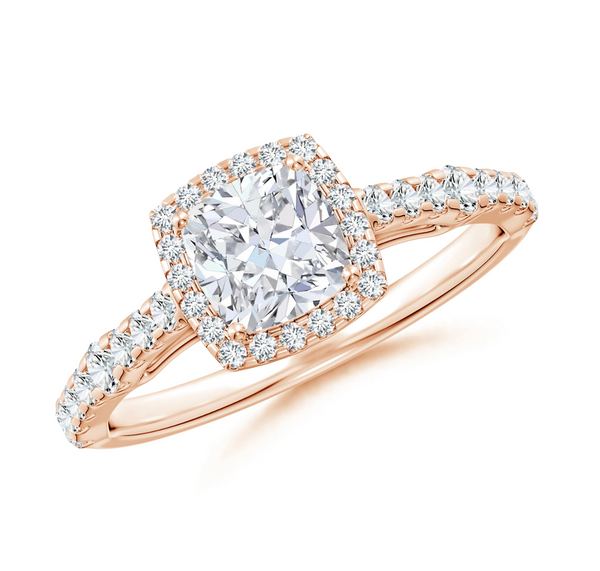 Square Halo Cushion Pave Ring