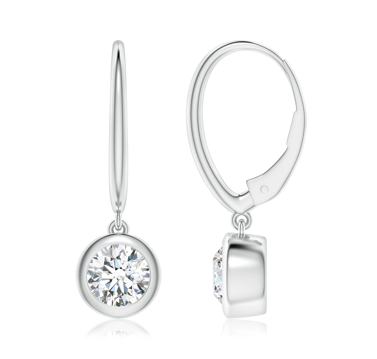 Classic Round with Bezel Drop Earrings