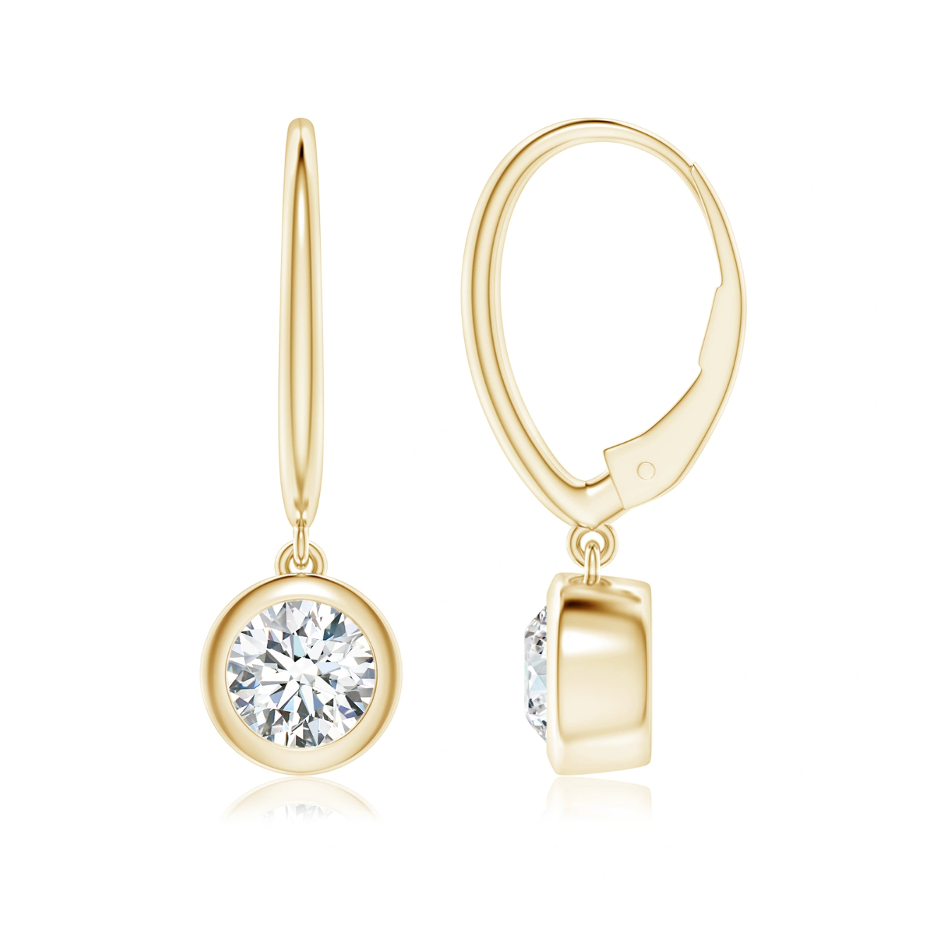 Classic Round with Bezel Drop Earrings