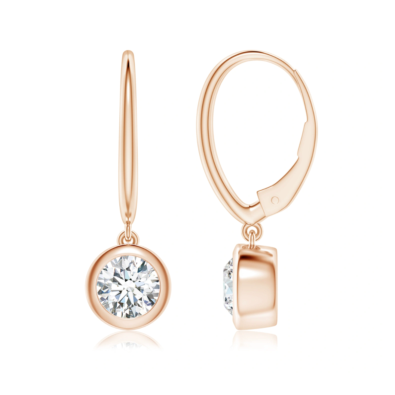 Classic Round with Bezel Drop Earrings