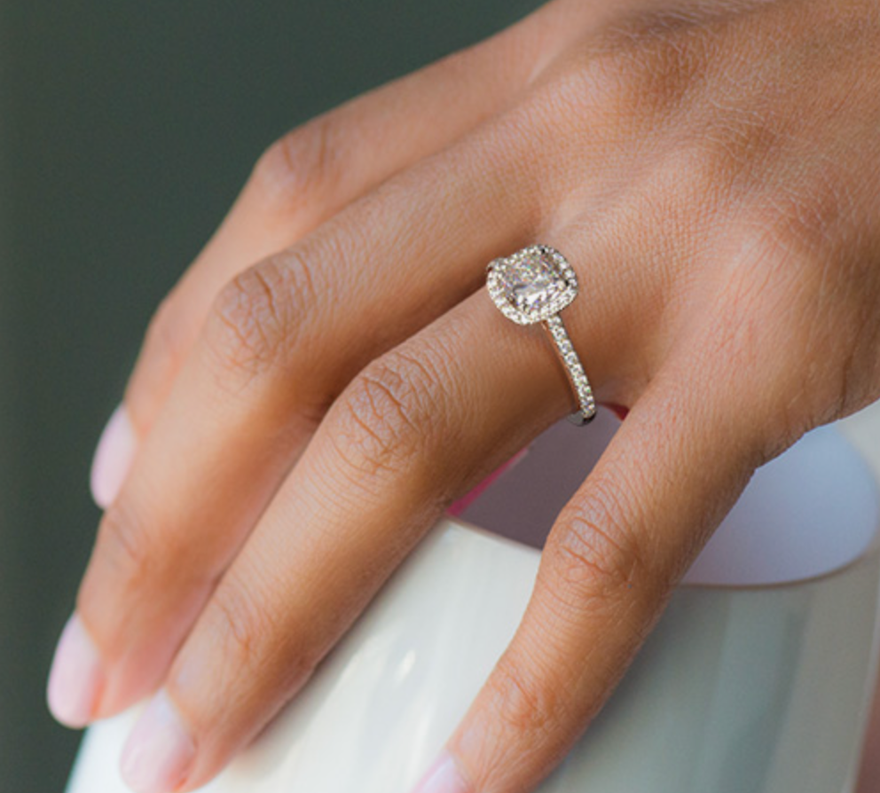 Halo Cushion Diamond with Pave Ring