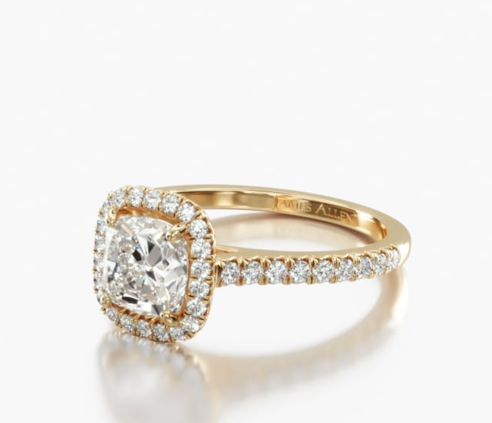 Halo Cushion Diamond with Pave Ring