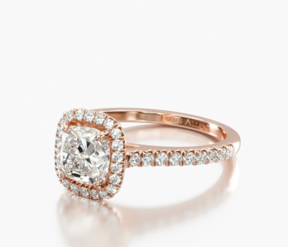 Halo Cushion Diamond with Pave Ring