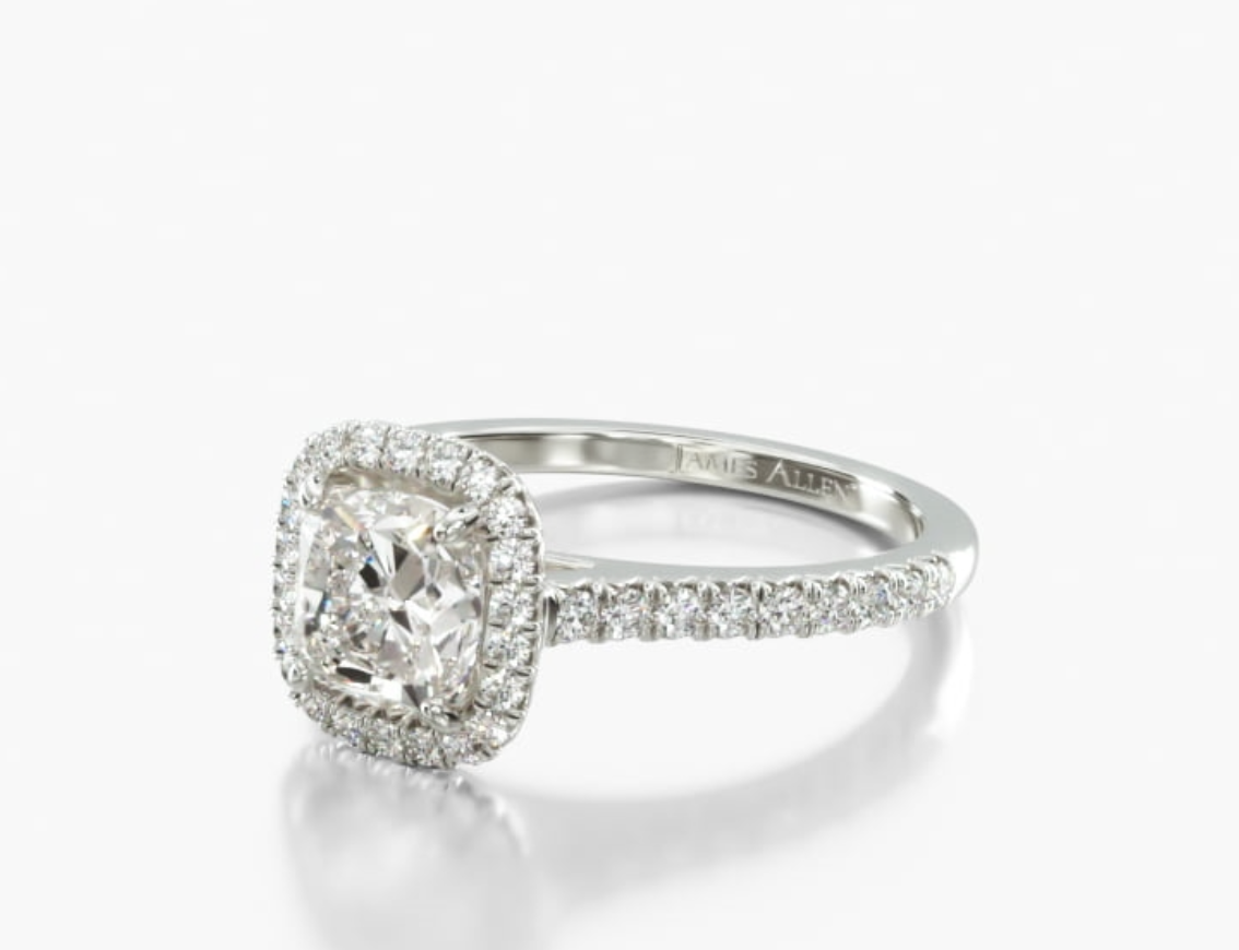 Halo Cushion Diamond with Pave Ring