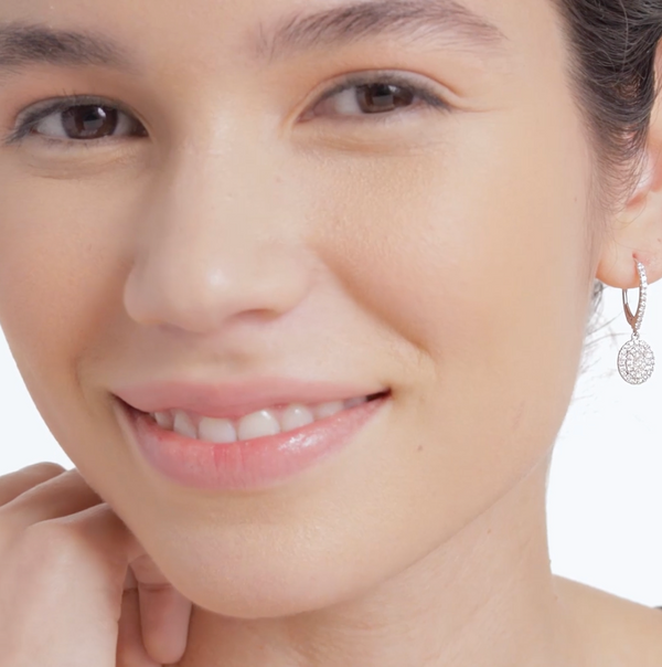 Double Halo Oval Diamond Drop Earrings