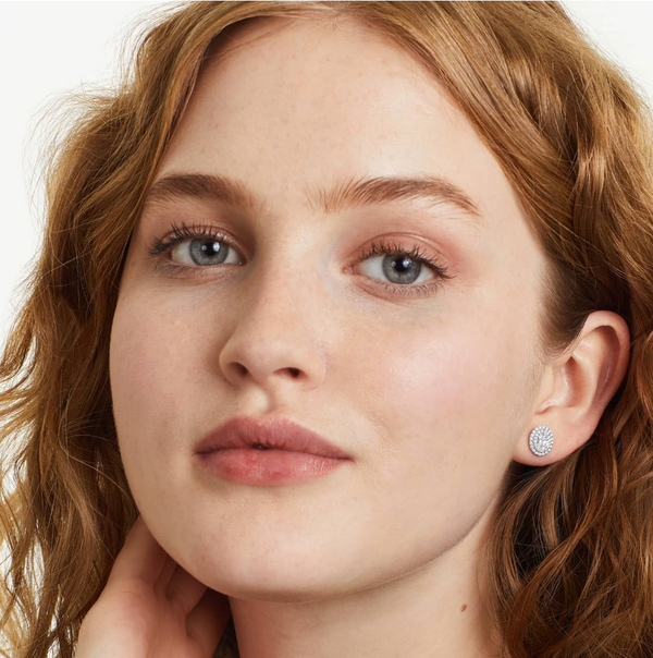 Double Halo Oval Diamond Studs