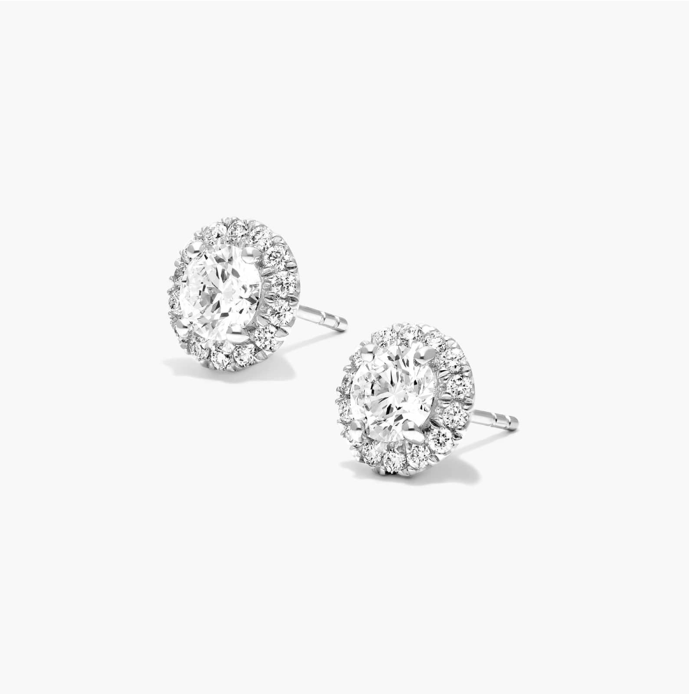 Classic Halo Round Lab Grown Diamond Studs