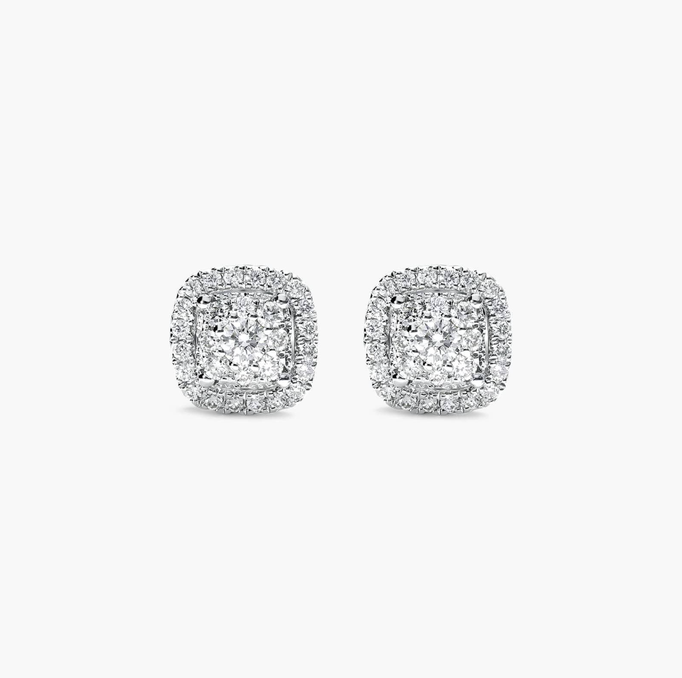 Halo Cushion Cluster Diamond Studs