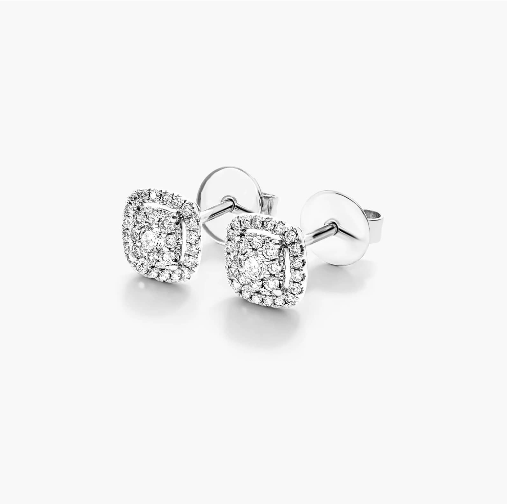 Halo Cushion Cluster Diamond Studs